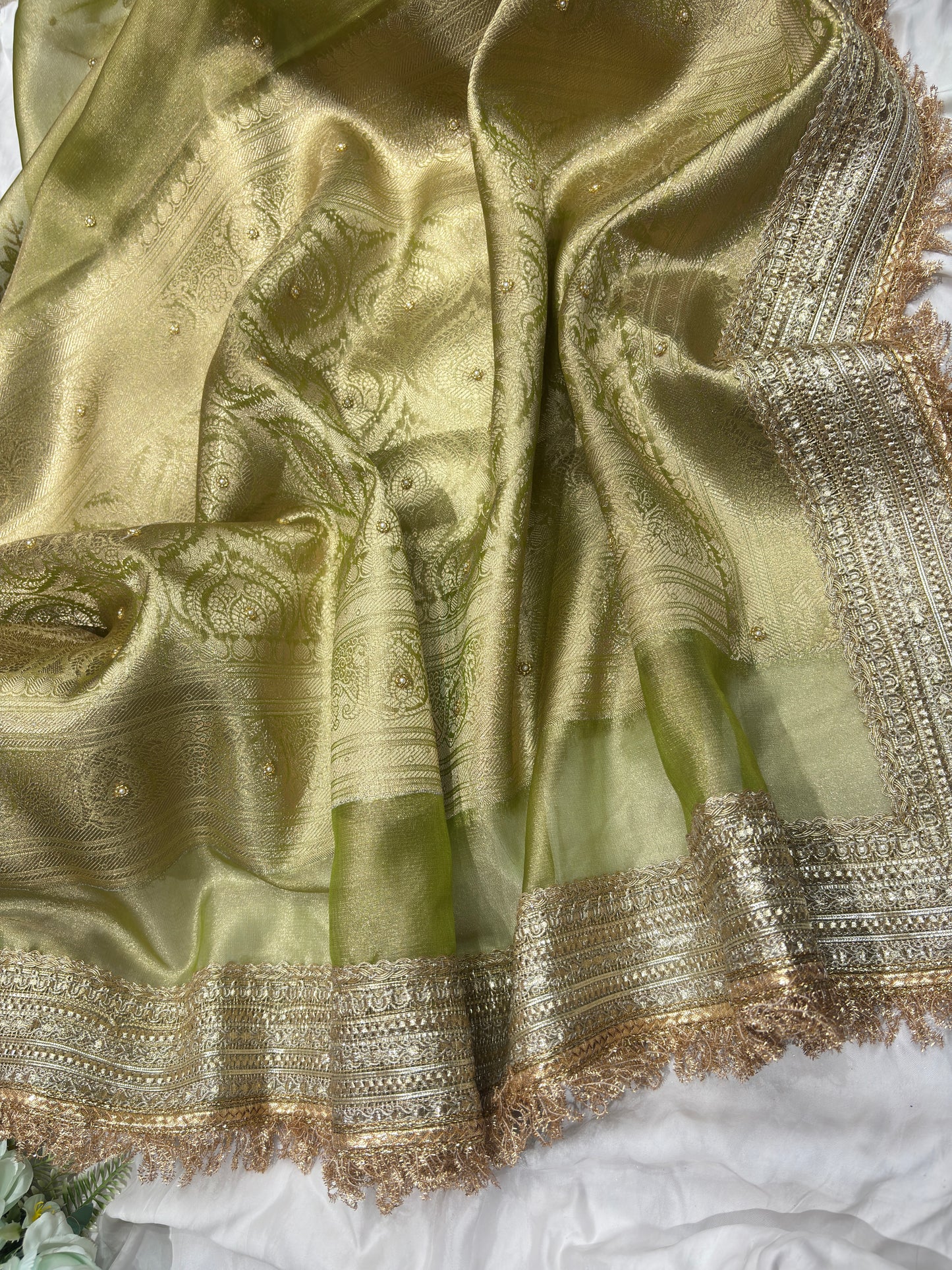 Green Colour Gajraj Maharani Saree With zari border