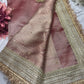 Rustic Pink Gajraj Maharani Saree With zari border