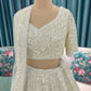 Heavy Embroidered Lehenga with Half-Sleeve Blouse & Net Dupatta