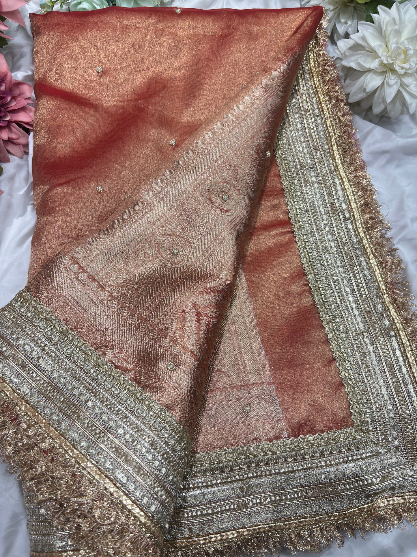 Rust Colour Gajraj Maharani Saree With zari border