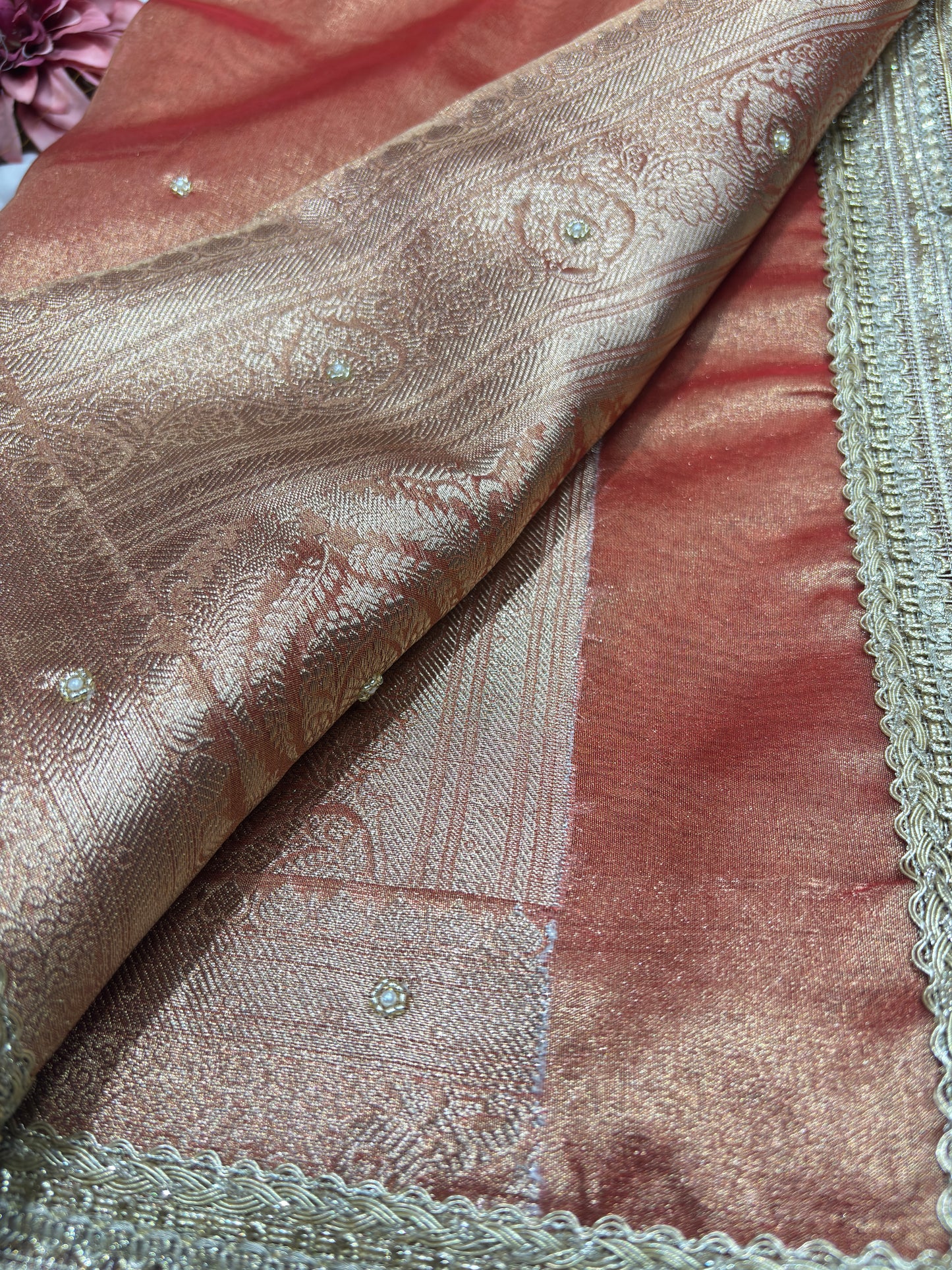 Rust Colour Gajraj Maharani Saree With zari border