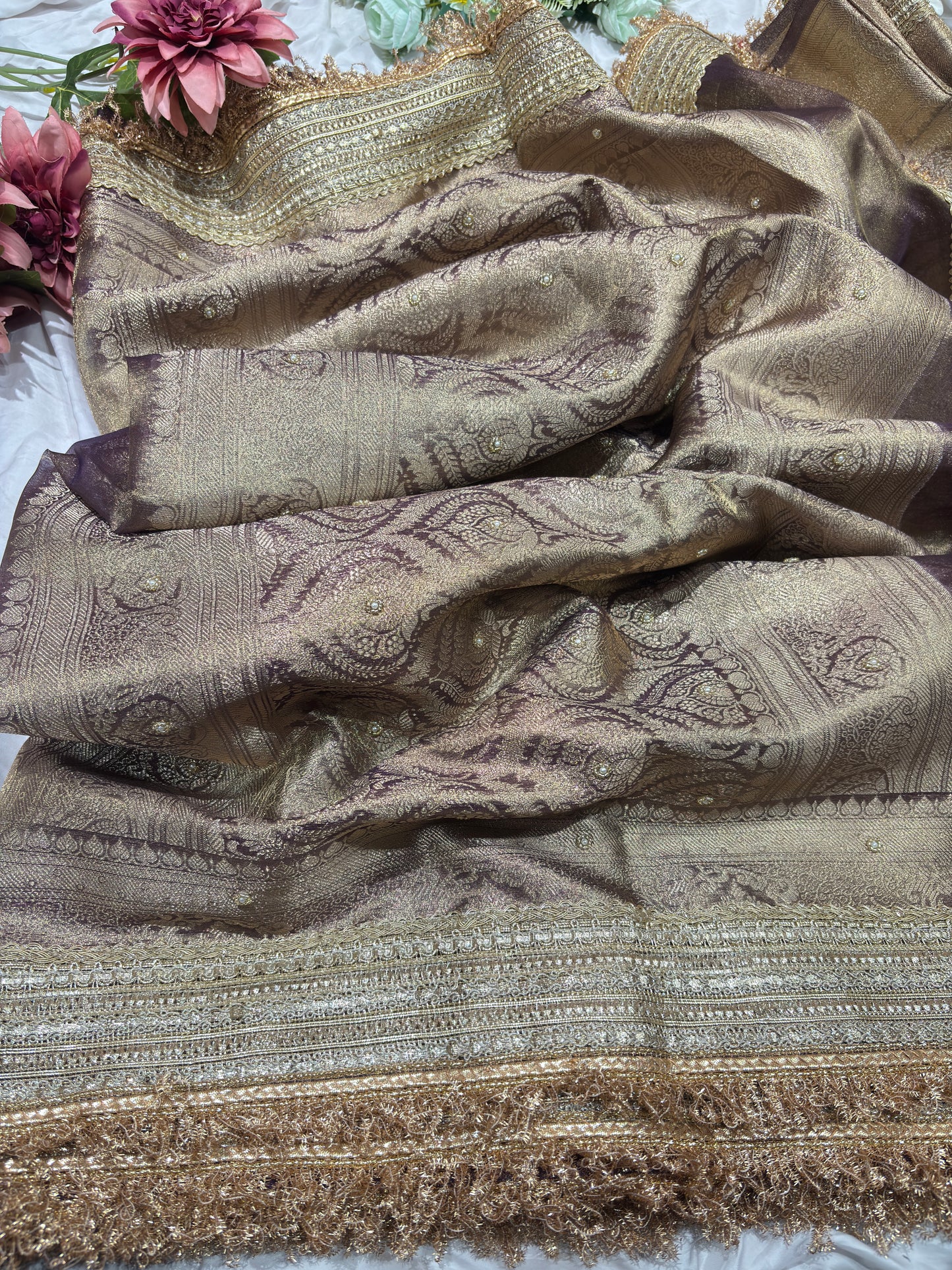 Mauve Colour Gajraj Maharani Saree With zari border