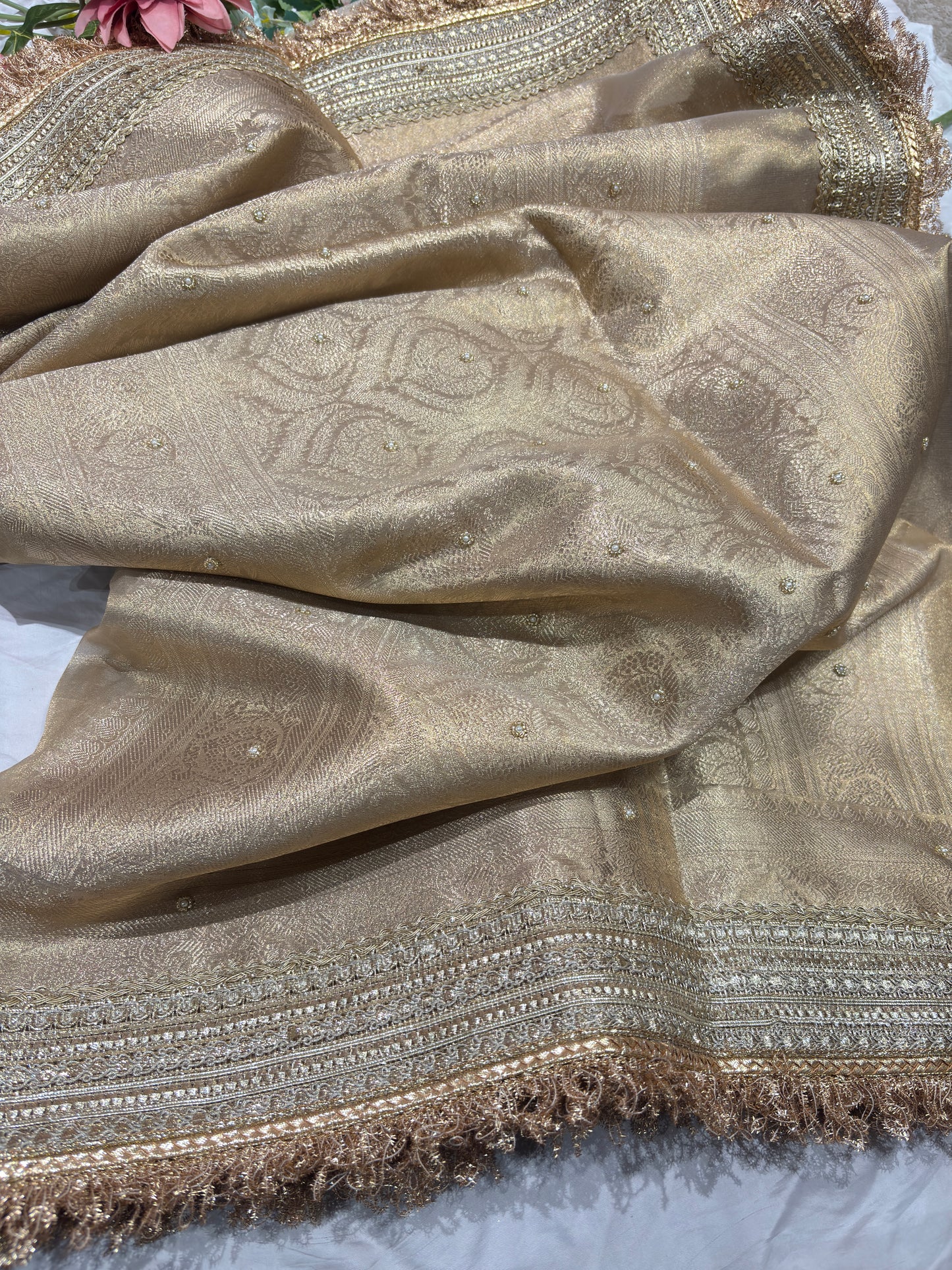 Golden Colour Gajraj Maharani Saree With zari border
