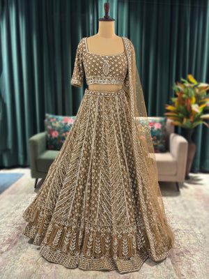 Royal Champagne grand Lehenga With Intricate Heritage Embroidery