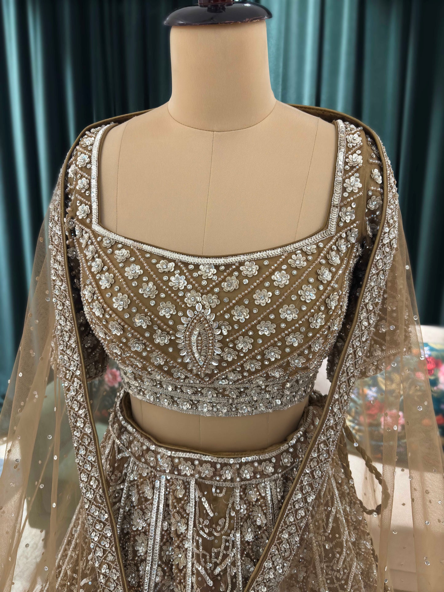 Royal Champagne grand Lehenga With Intricate Heritage Embroidery