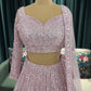 Rose Quartz Lehenga With Handcrafted Mirror Embroidery