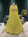 Yellow Heavy Embroidered Lehenga with Full-Sleeve Blouse