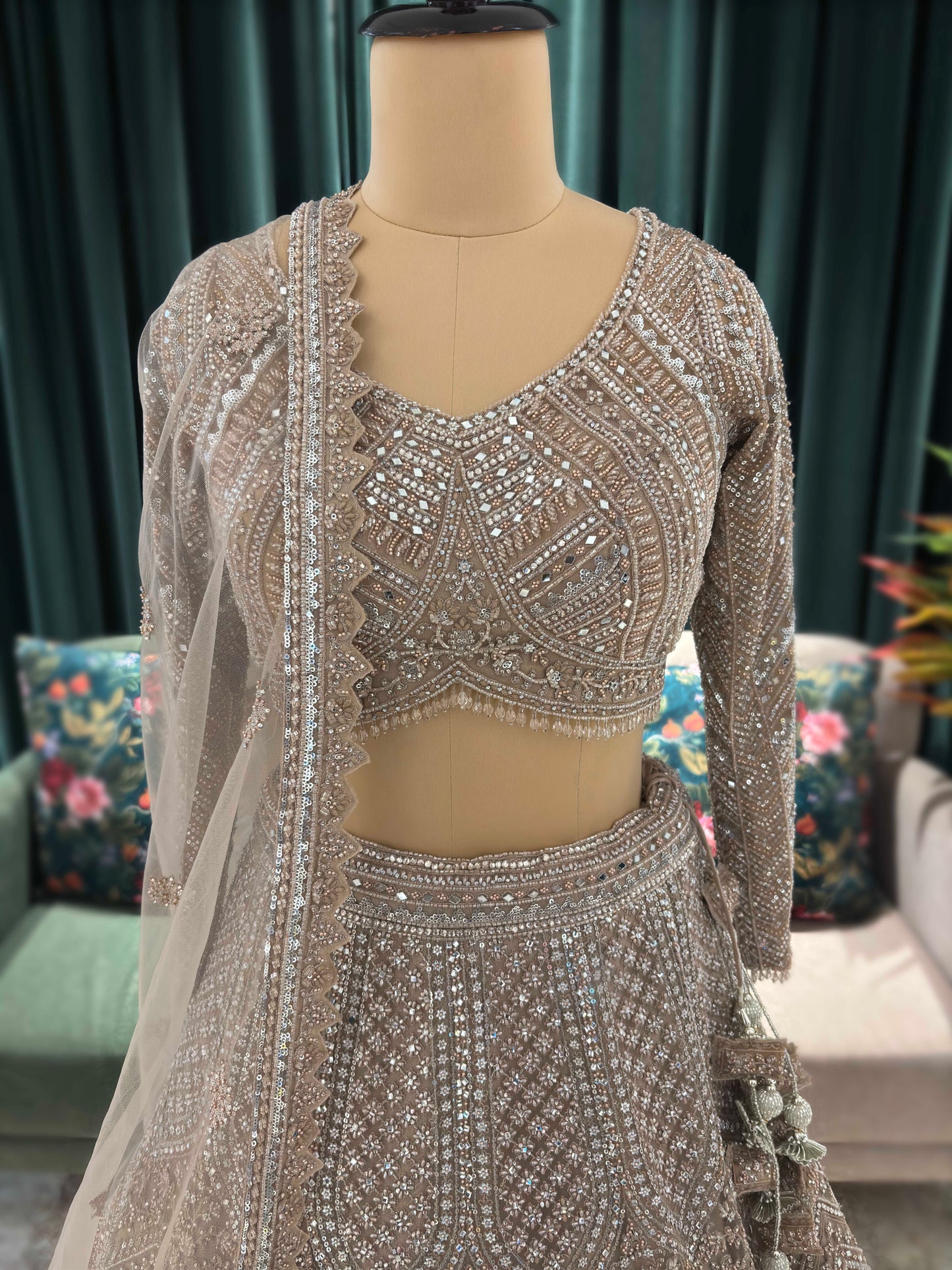 Perfect Golden Colour Lehenga with Pearl & Cutdana Work