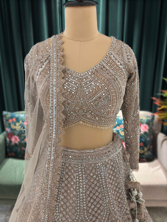 Perfect Golden Colour Lehenga with Pearl & Cutdana Work