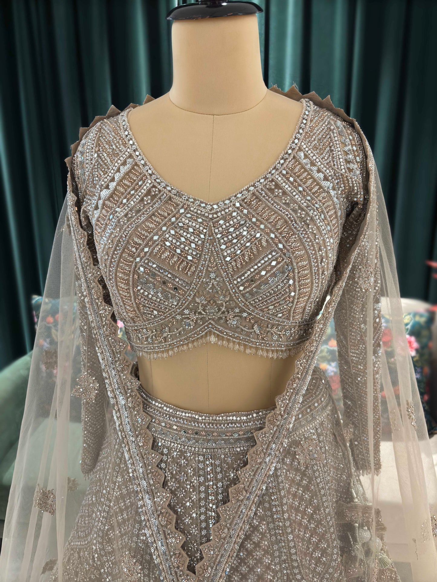 Perfect Golden Colour Lehenga with Pearl & Cutdana Work