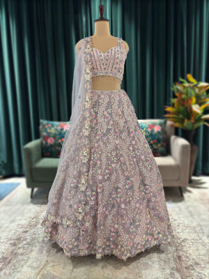 Baby-Pink Colour Lehenga with Knotting & Sequins Work