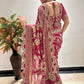 Rani Pink Heavy Embroidered Saree with Zari & Sequin Work
