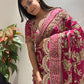 Rani Pink Heavy Embroidered Saree with Zari & Sequin Work