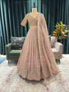 Organza Peach Colour Designer Lehenga with Zari & Sequins Work
