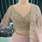 Organza Peach Colour Designer Lehenga with Zari & Sequins Work