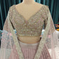 Organza Peach Colour Designer Lehenga with Zari & Sequins Work