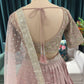 Organza Peach Colour Designer Lehenga with Zari & Sequins Work