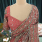 Red Heavy Embellished Saree with Traditional Border and Blouse