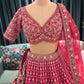 Bright Red Heavy Zari Embroidered Bridal Lehenga with Net Dupatta