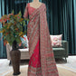 Red Heavy Embellished Saree with Traditional Border and Blouse