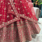 Bright Red Heavy Zari Embroidered Bridal Lehenga with Net Dupatta