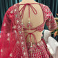 Bright Red Heavy Zari Embroidered Bridal Lehenga with Net Dupatta