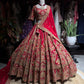 Red Traditional Wedding Lehenga Choli with Heavy Gold Embroidery