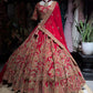 Red Traditional Wedding Lehenga Choli with Heavy Gold Embroidery