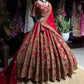 Red Traditional Wedding Lehenga Choli with Heavy Gold Embroidery