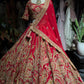 Red Traditional Wedding Lehenga Choli with Heavy Gold Embroidery