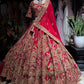 Red Traditional Wedding Lehenga Choli with Heavy Gold Embroidery