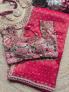 Designer Saree with Heavy Pearl, Mirror & Stone Work Readymade Blouse