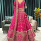 Bridal Rani Pink Zari Embroidered Lehenga with Elegant Dupatta