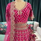 Bridal Rani Pink Zari Embroidered Lehenga with Elegant Dupatta