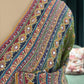 Green Printed Saree with Multicolor Borders and Matching Blouse