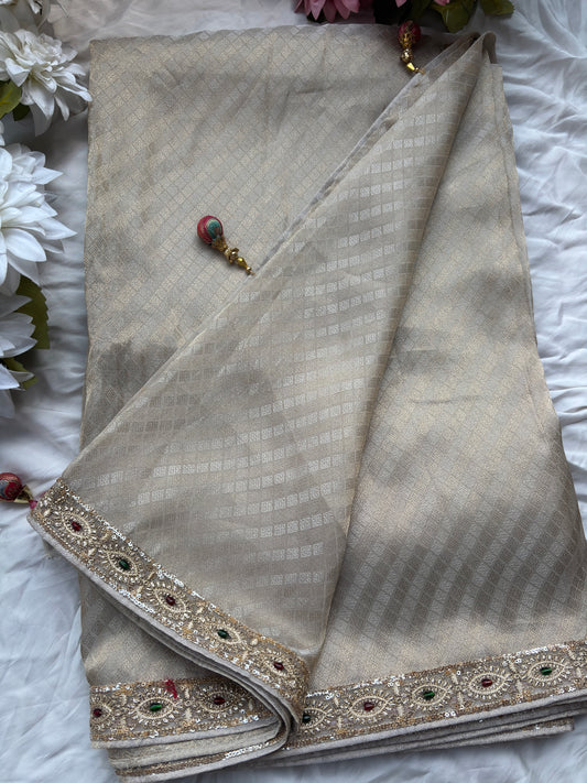 Elegant Grand Designer Saree with Zari Embroidered Border