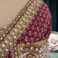 Wine Embellished Saree with Heavy Border and Designer Blouse