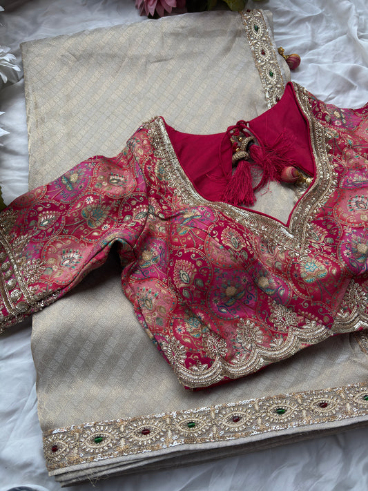 Elegant Grand Designer Saree with Zari Embroidered Border