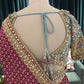 Wine Embellished Saree with Heavy Border and Designer Blouse