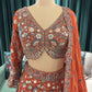 Rust Orange Floral Embroidered Designer Lehenga