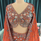 Rust Orange Floral Embroidered Designer Lehenga