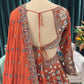 Rust Orange Floral Embroidered Designer Lehenga