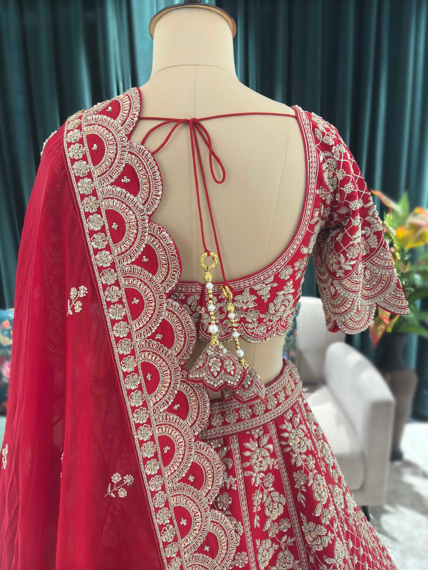 Grand Bridal Red Lehenga with Heavy Zari Work & Dupatta