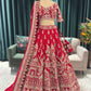 Bridal Red Zari Embroidered Lehenga with Heritage Motif Design