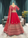 Bridal Red Silk Lehenga with Heavy Zari Embroidery & Dupatta