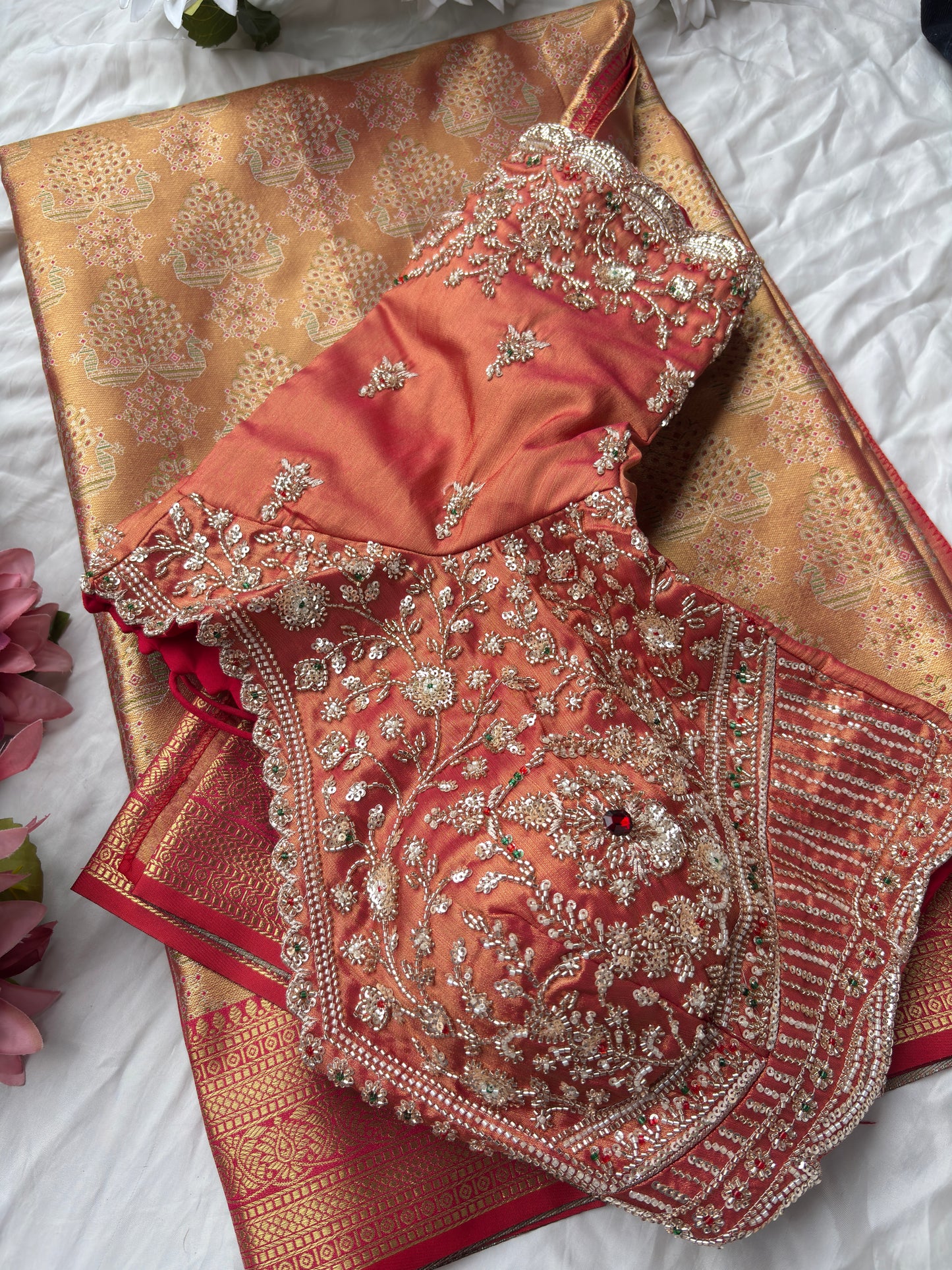 Golden Colour Designer Sarees With Heavy Designer Blouse