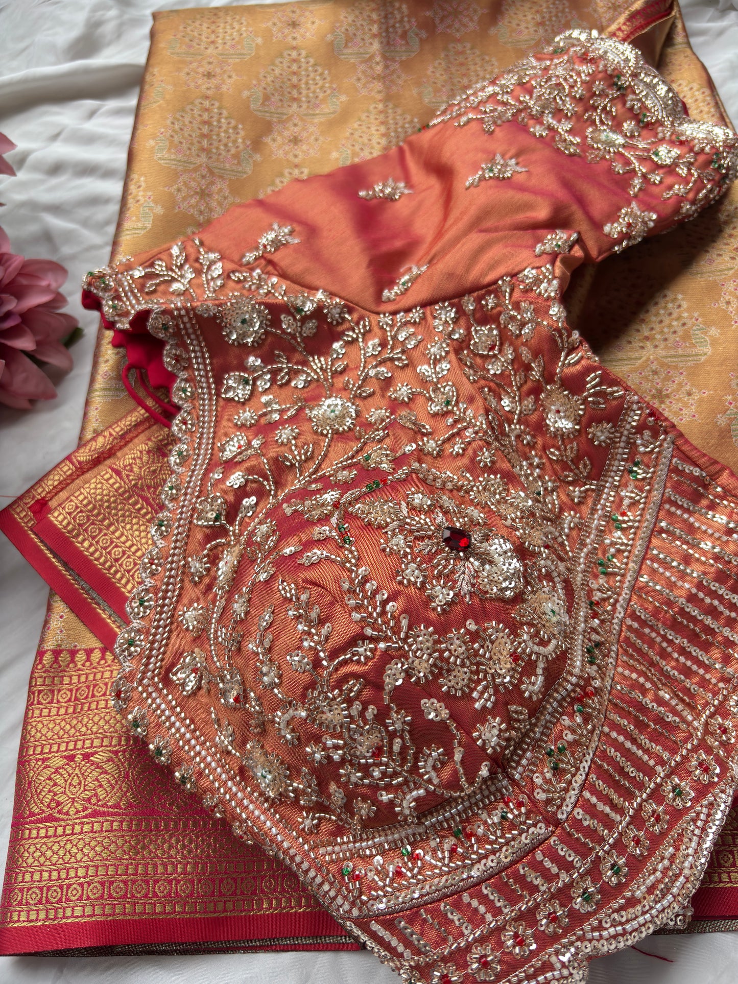 Golden Colour Designer Sarees With Heavy Designer Blouse