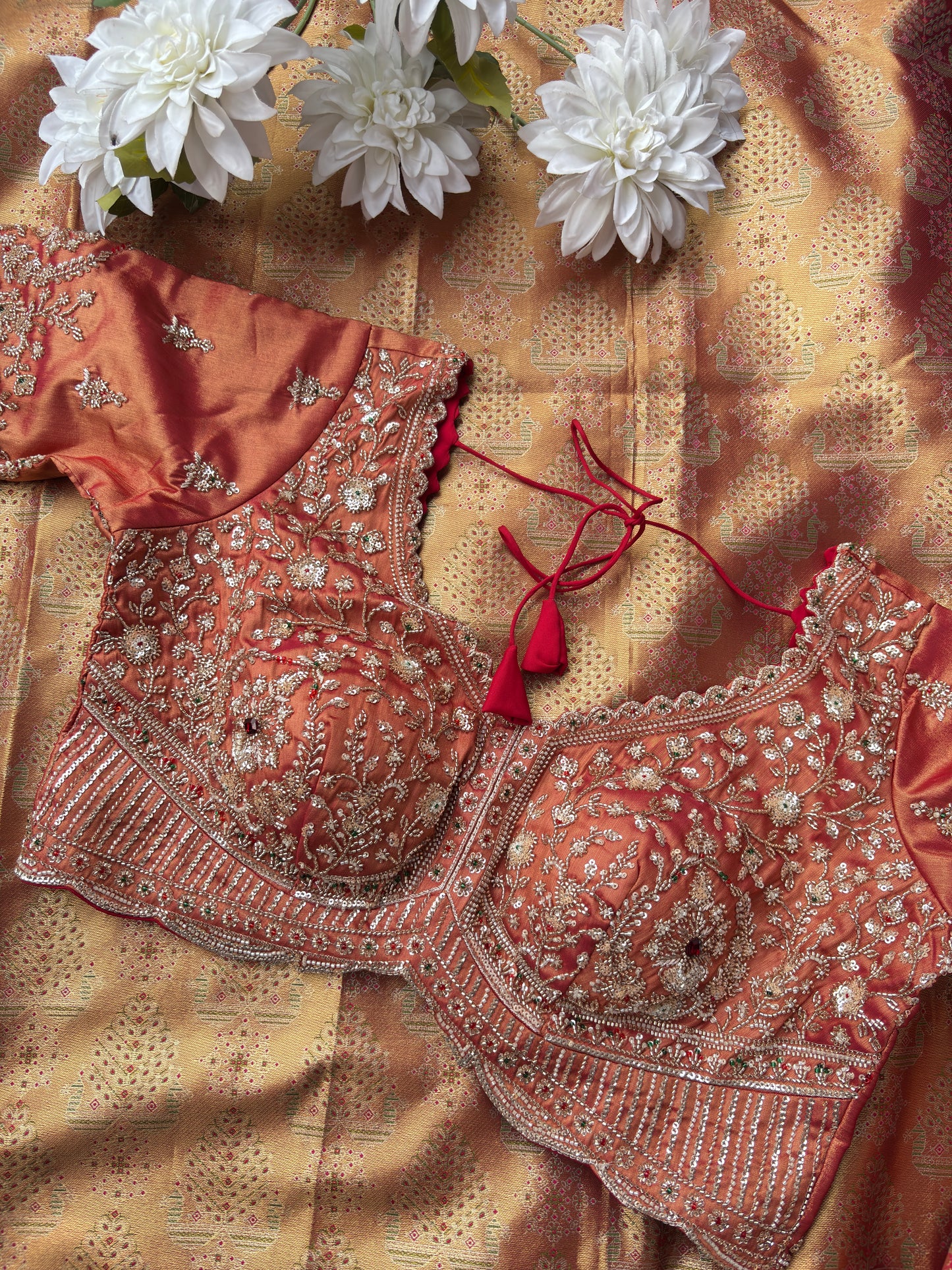 Golden Colour Designer Sarees With Heavy Designer Blouse