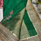 Green Nandi Maharani Saree With Embroidery and Zari Border Work