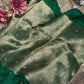 Green Nandi Maharani Saree With Embroidery and Zari Border Work